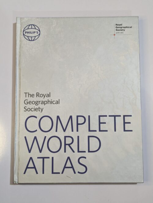 World atlas book cover — The Royal Geographical Society Complete World Atlas by Philip's — comprehensive geographical reference with physical and political maps