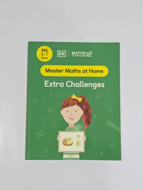 KS1 maths workbook cover — DK Maths No Problem Extra Challenges — home learning for ages 5 to 7