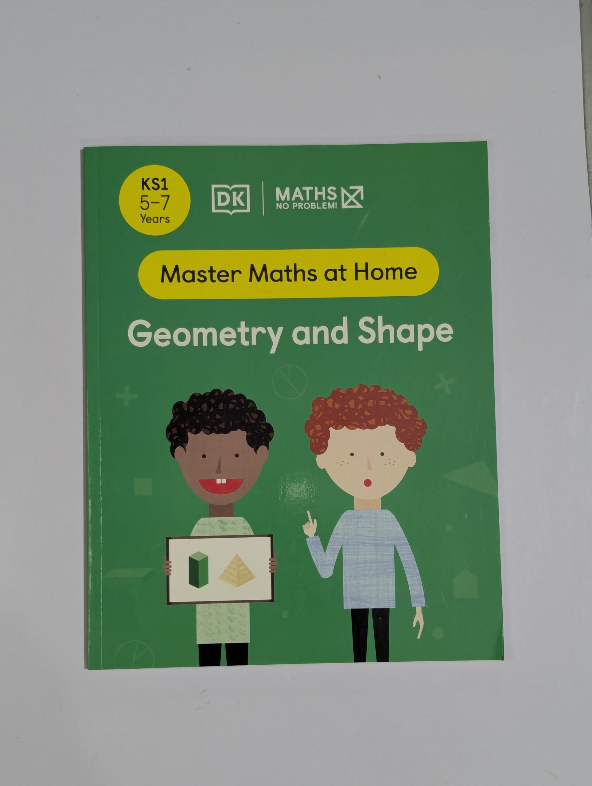 KS1 maths workbook cover — DK Maths No Problem Geometry and Shape — home learning for ages 5 to 7