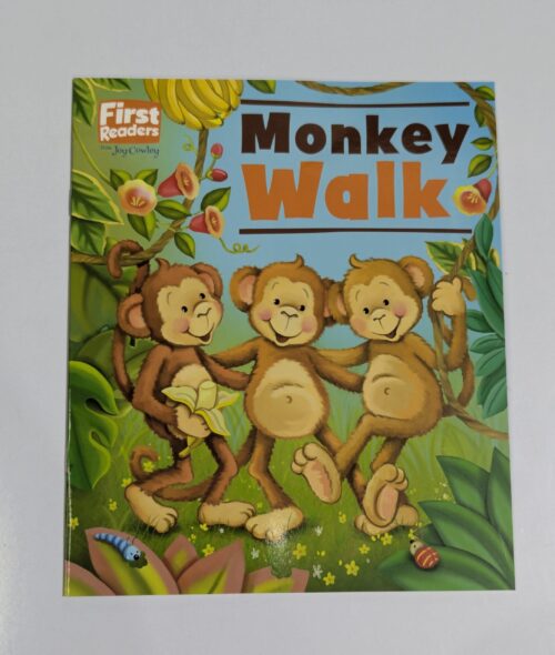 Children's beginner reading book cover — First Readers Monkey Walk — learn to read story for preschoolers and kindergartners