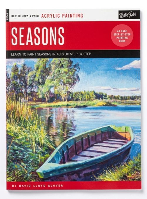 Acrylic Seasons book cover by David Lloyd Glover featuring a seasonal landscape painting with step-by-step instructions