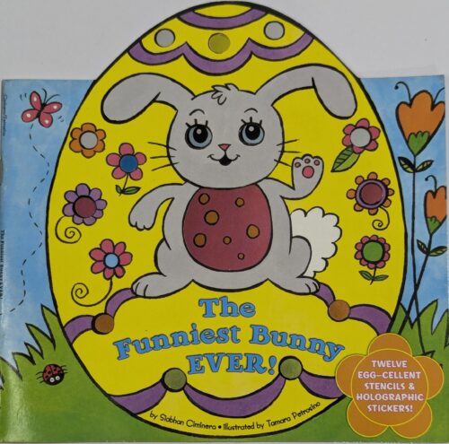 *The Funniest Ever activity book cover — twelve egg-cellent stencils and holographic stickers — kids craft and fun book for ages 4 to 8*