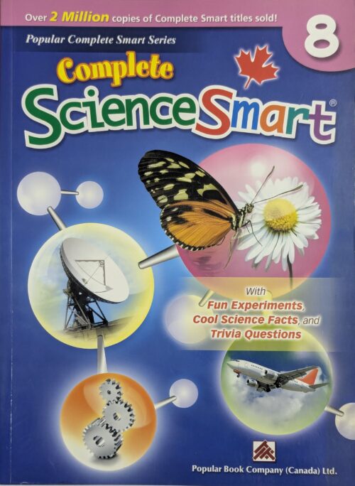 Complete ScienceSmart Grade 8 book cover — Popular Complete Smart Series — science experiments cool facts and trivia questions for Grade 8 students