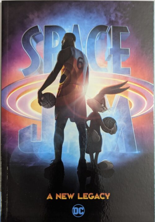 A New Legacy DC book cover — superhero adventure inspired by Space Jam New Legacy — featuring LeBron James and DC heroes