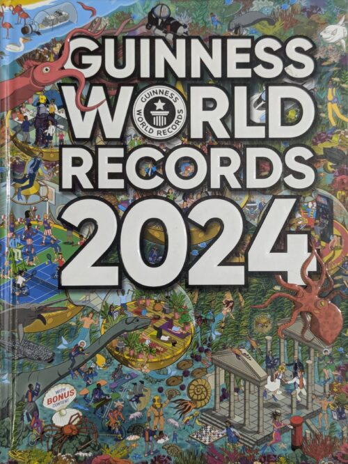 Guinness World Records 2024 book cover with bonus content — amazing world records facts and feats
