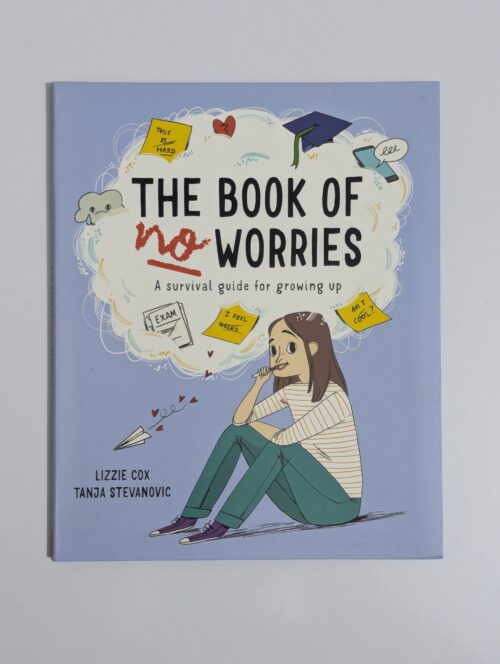 The Book of Worries book cover by Lizzie Cox and Tanja Stevanovic featuring a young person surrounded by everyday worries and thoughts